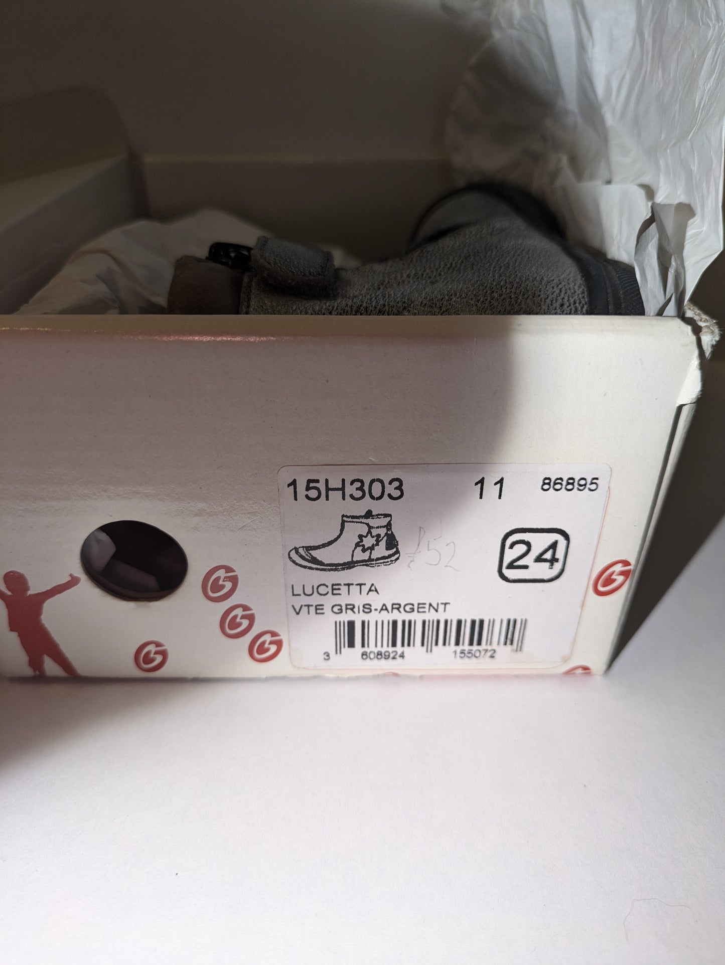 GBB |Lucetta | Girls Zip Up Ankle Boot | Grey/Silver | Size EU24 / UK7