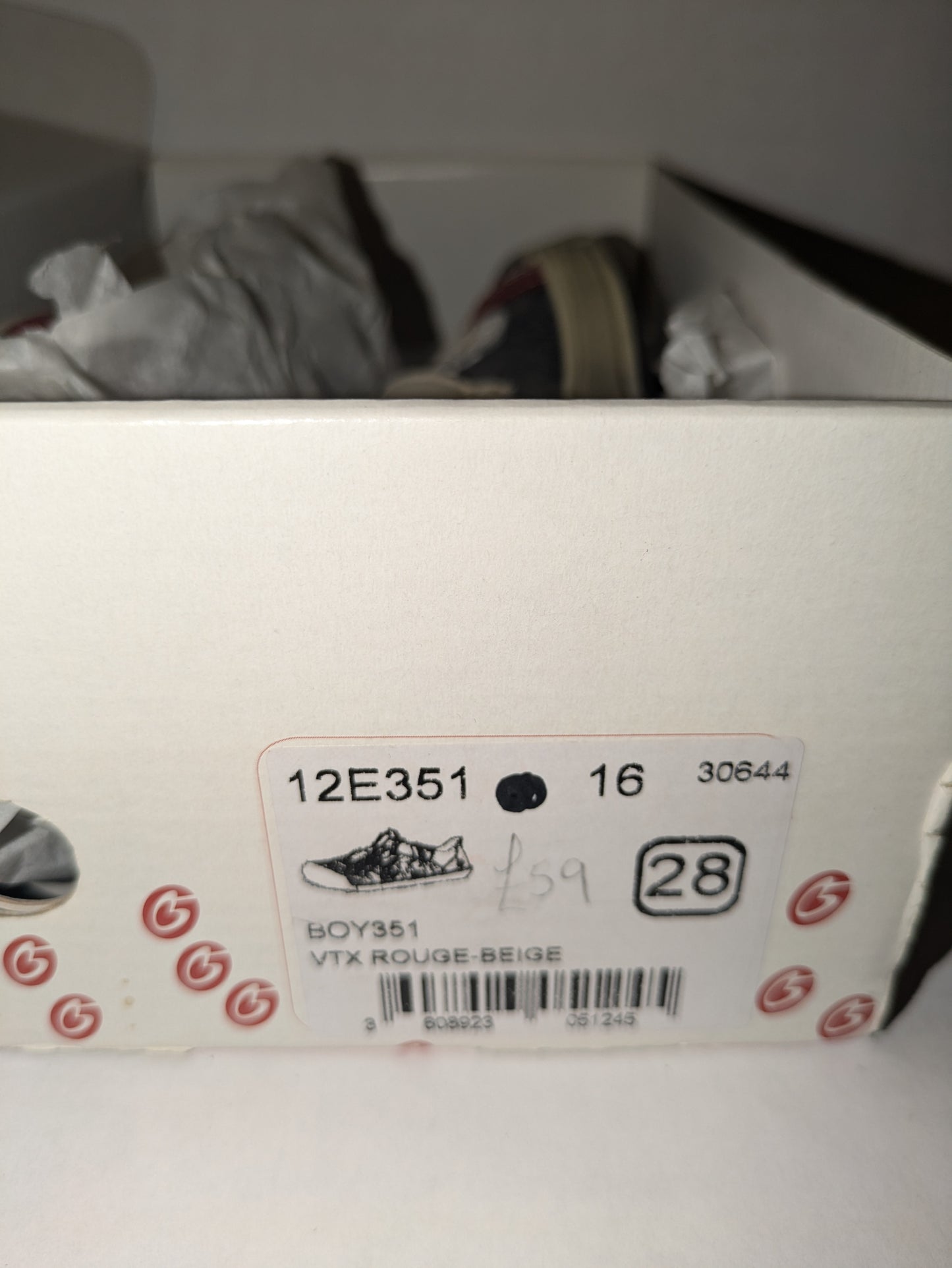 GBB | Boys Shoe | White / Red | Size EU28 / UK10