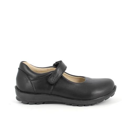 A girls Mary Jane school shoe by Primigi, style Olea 2.0 8939022 in black with velcro fastening. Right side view.