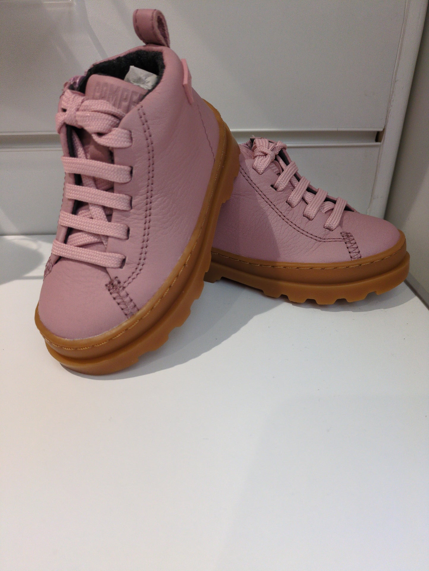 Camper | K900291-013 | Brutus FW | Girls Chunky Lace/Zip Ankle Boots | Pink Leather