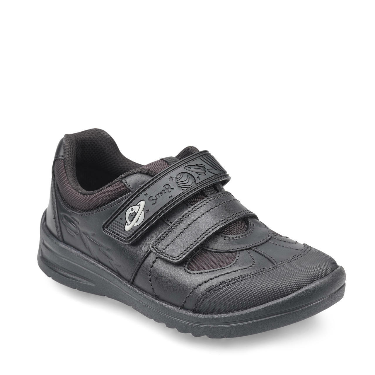 Start-Rite Rocket Boys Velcro School Shoes Black Leather