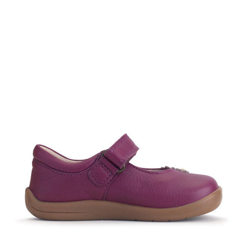 Start Rite Fairy Tale Girls Velcro Shoe Red Plum Leather
