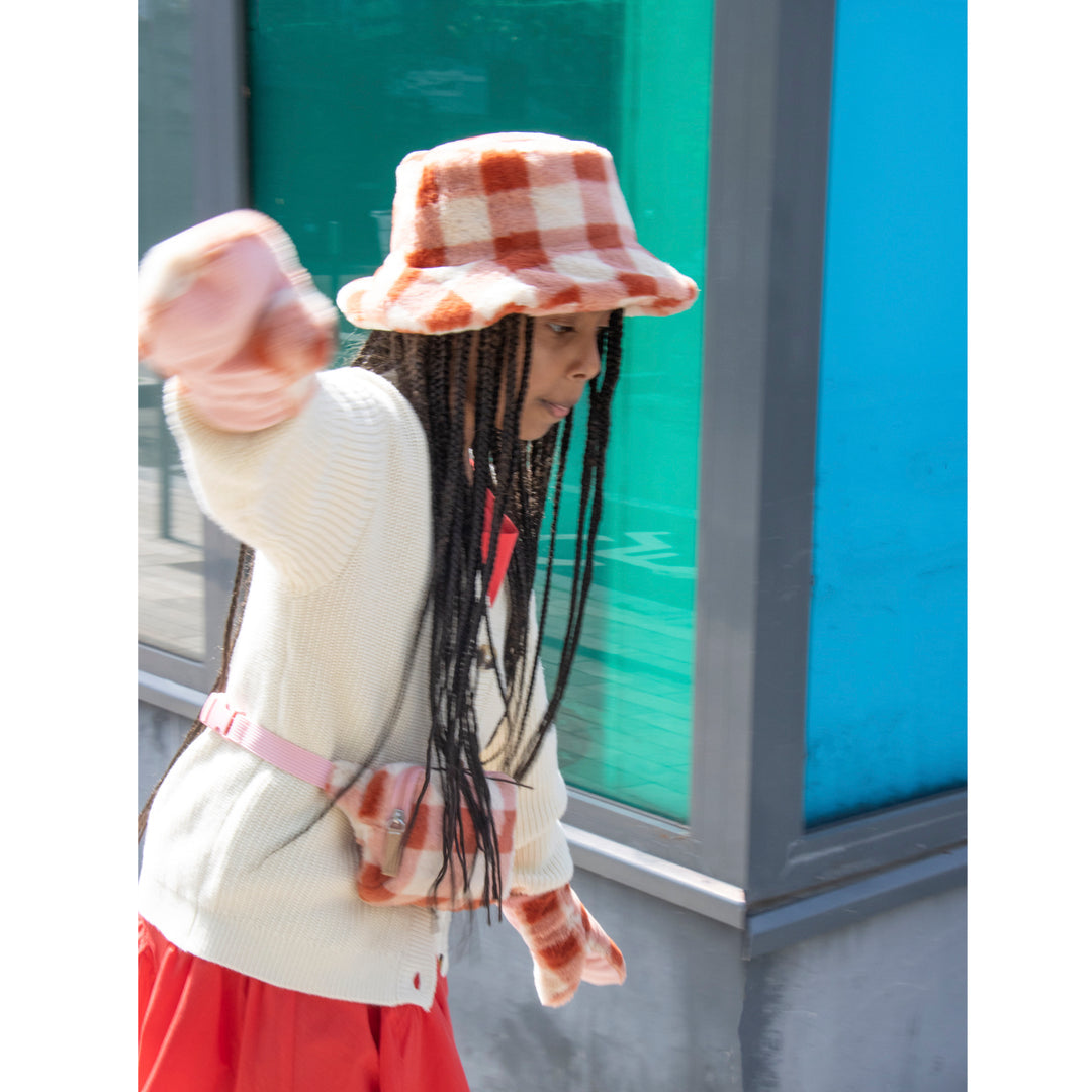 Rockahula | Furry Checked | Bucket Hat | Coral