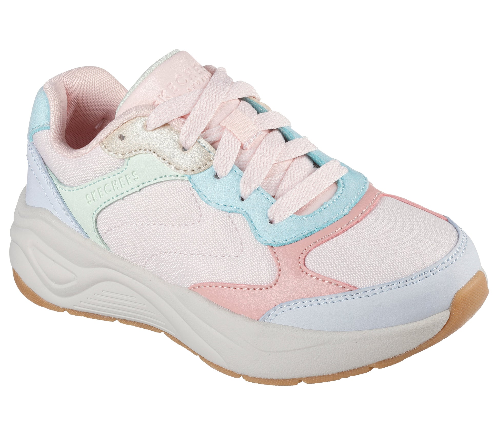 Trainers Light Pink Skechers Skechers Womens Uno Frosty Kicks Light Pink Memory Foam Trainers