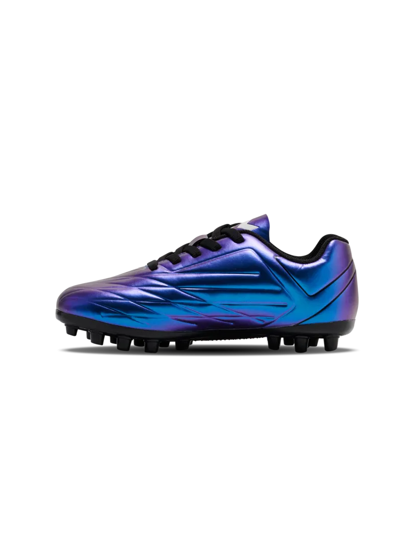 A multi ground football boot by Hummel, style Top Star M.G JR 236170-9639 in White Multi with lace fastening. Left side view.