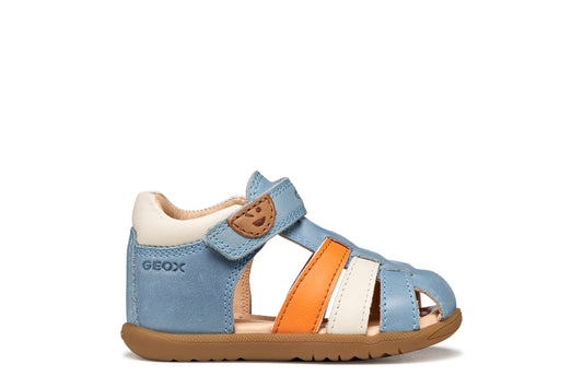 Geox | B254VA | Macchia | Boy/Unisex Velcro Sandal | Light Sky/Orange