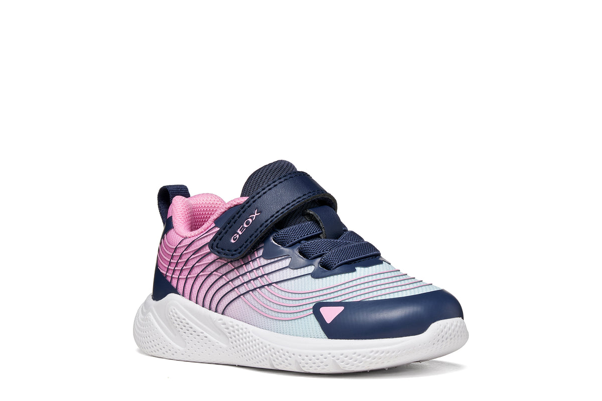 Geox | B664TA | B Sprintye Girl | Velcro Trainer | Aqua/Pink