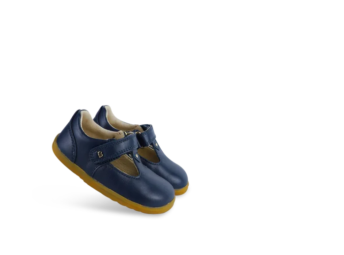 Bobux SU Louise Girls Unisex Velcro T Bar First Shoe Navy Leath Pitter Patter Kids