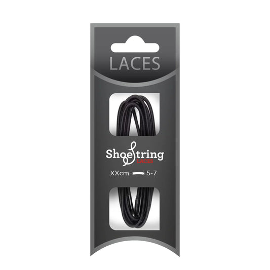 Image of a pair of Shoe String Black Cord Round Laces. 75cm.