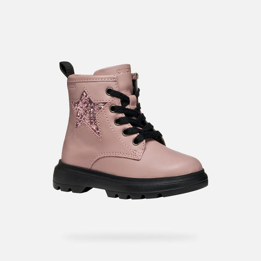 Geox | B465YA | Kiddartah | Girls Zip / Lace Boot | Old Rose