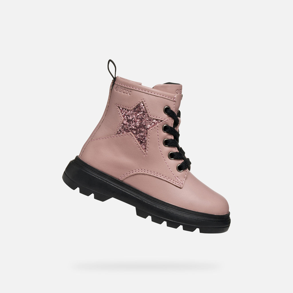 Geox | B465YA | Kiddartah | Girls Zip / Lace Boot | Old Rose
