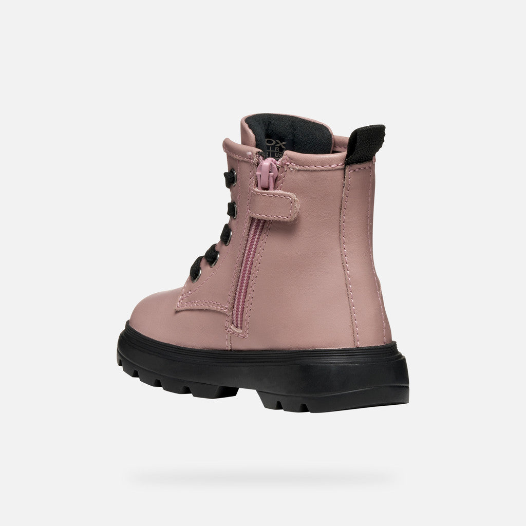 Geox | B465YA | Kiddartah | Girls Zip / Lace Boot | Old Rose