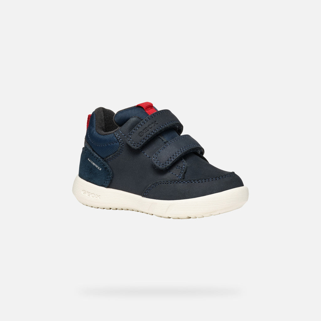Geox | B Hyroo Boy Waterproof | Bays Casual Velcro Shoe | Navy/Red