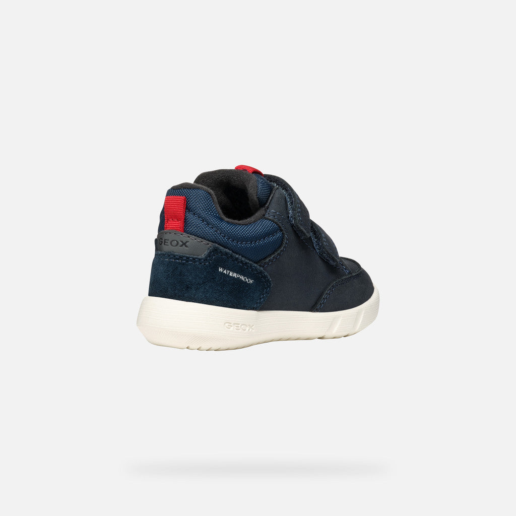 Geox | B Hyroo Boy Waterproof | Bays Casual Velcro Shoe | Navy/Red