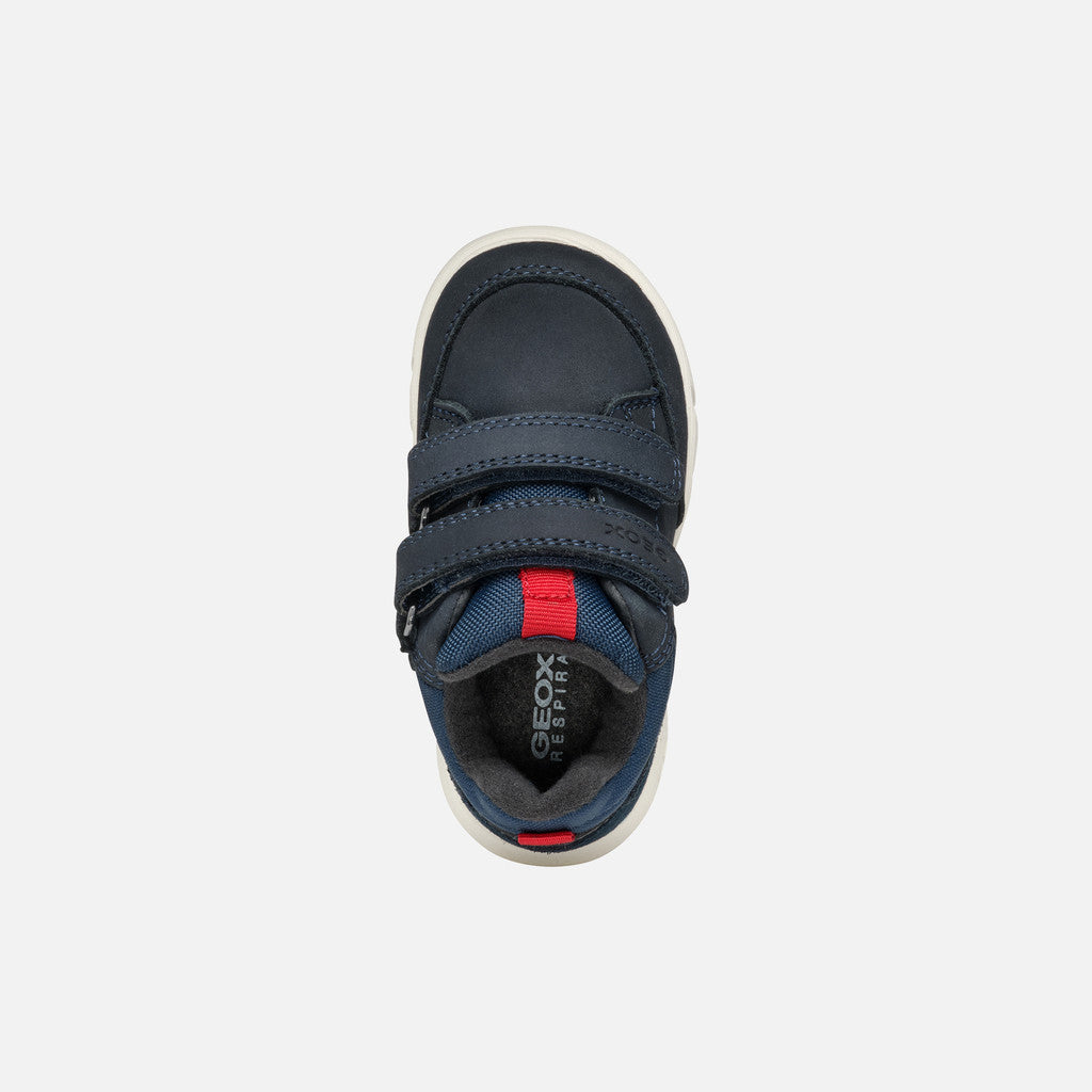 Geox | B Hyroo Boy Waterproof | Bays Casual Velcro Shoe | Navy/Red