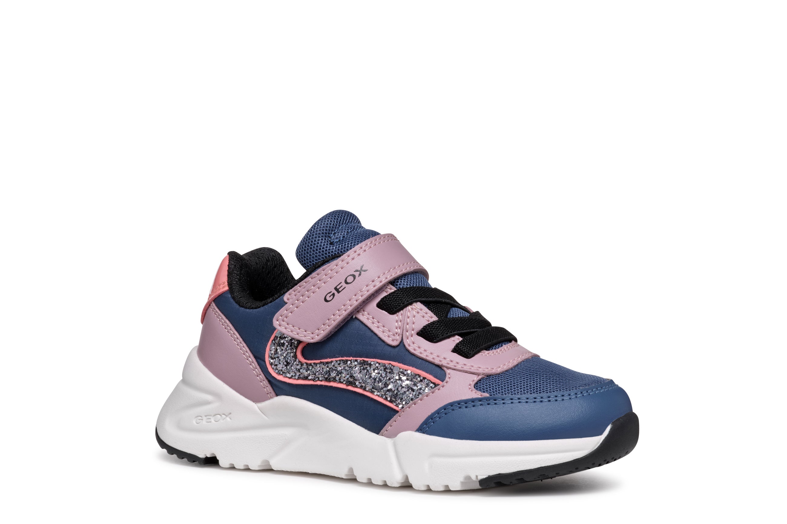 Geox Loftus Girl J46M2A Girls Velcro Trainer Avio Dark Rose Pitter Patter Kids