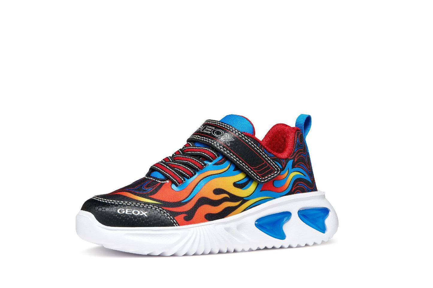 Geox | J56DZB | Assister G | Boys Light Up Trainer | Black / Sky