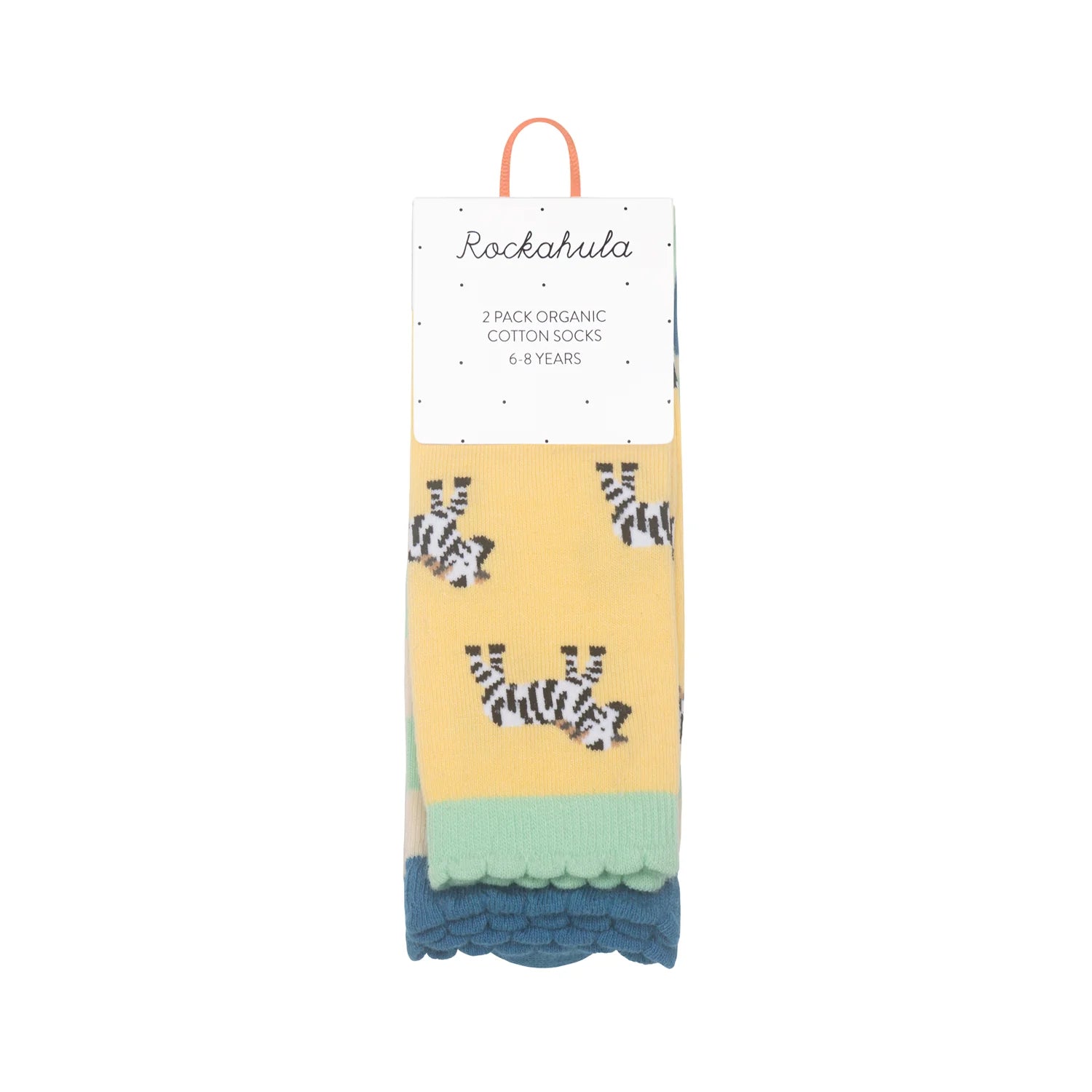 Pack of socks by Rockahula with animal design on a yellow background, brand 'Rockahula' visible