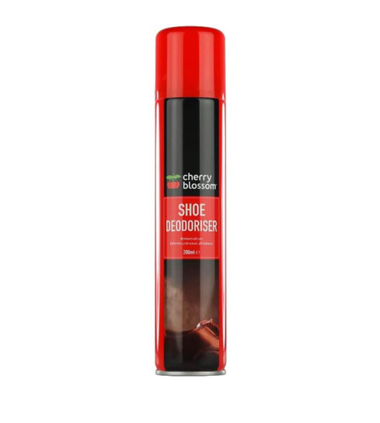 Picture of a bottle of shoe deodorant by cherry blossom 