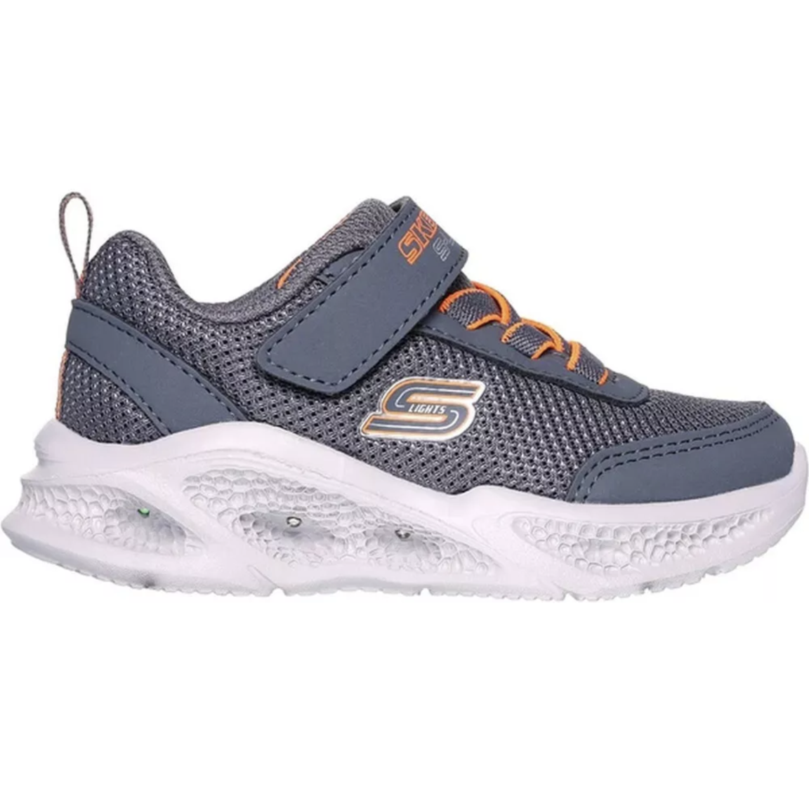 Skechers Meteor Lights 401675N Infant Boys Trainer Charcoal Orange