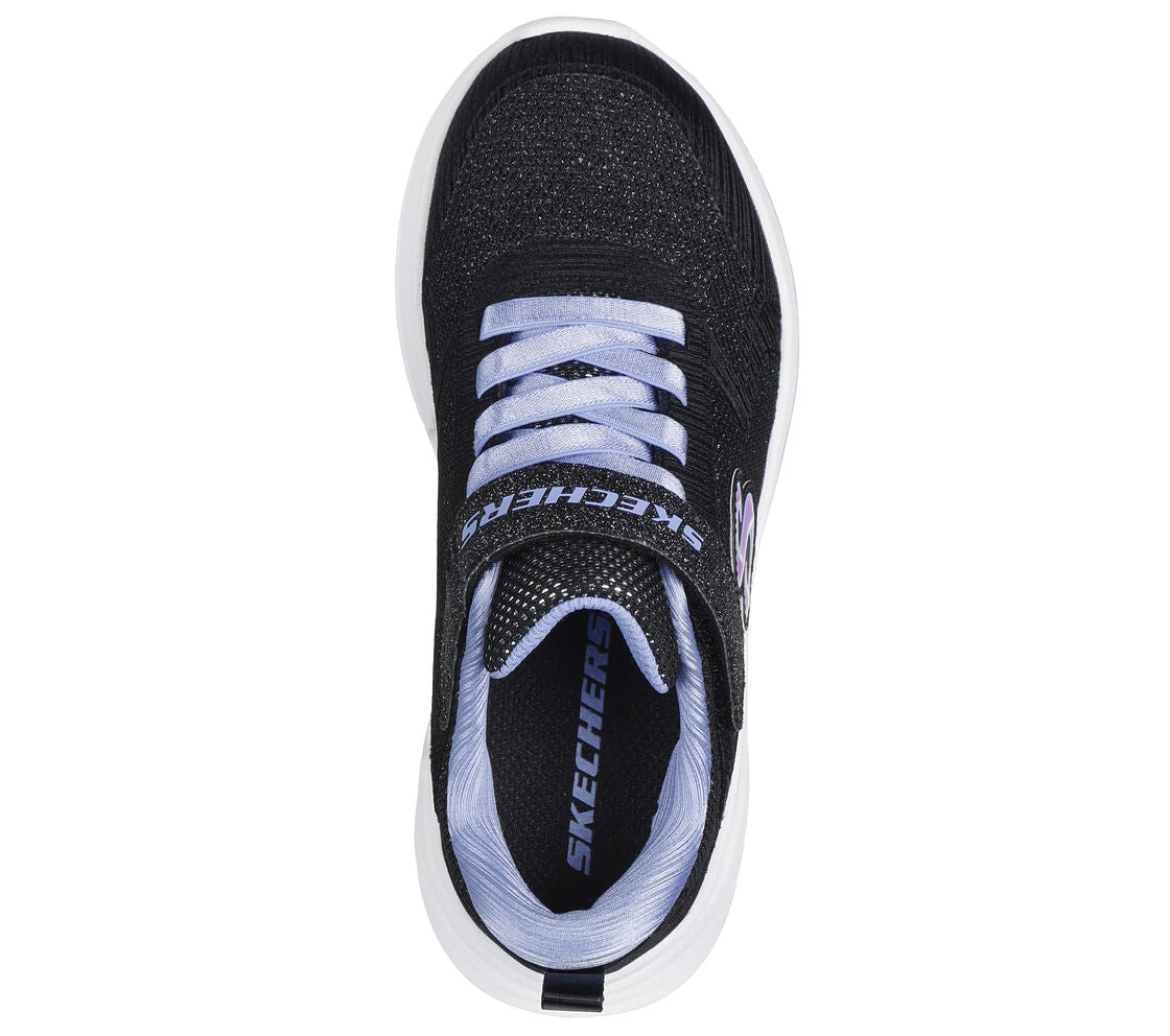 Skechers Wave 92 303557L Machine Washable Girls Trainer Black Glitter