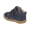 A boys ankle boot by Ricosta, style Chrisy, in navy , double velcro fastening with toe bumper. Angled view.
