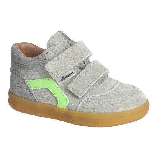 A boys casual shoe by Ricosta, style Niru in eukalyptus/green with two velcro straps. Left side view
