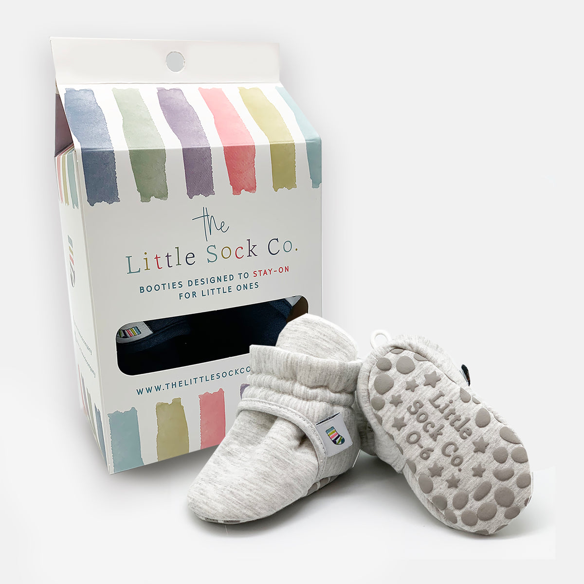 The Little Sock Company | Baby and Toddler Bootie/Slipper | Non-Slip Stay-On | Grey