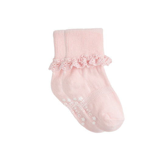 The Little Sock Company | Baby and Toddler Socks | Non-Slip Stay-On | Frilly | Pink Lemonade