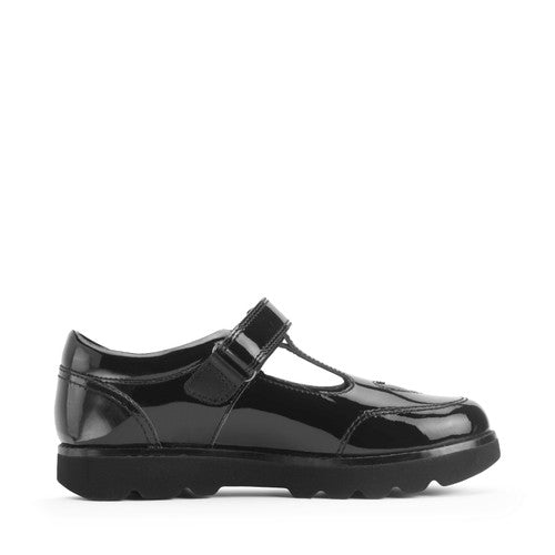 Start-Rite | Locket | Girls T-Bar Velcro School Shoe | Black Patent