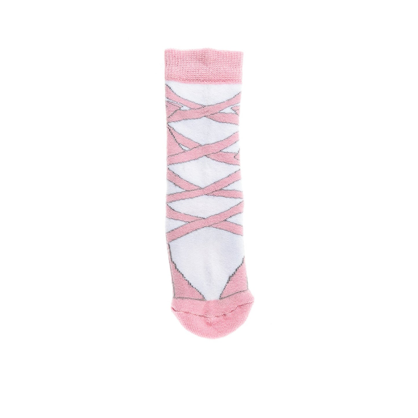 A mini sock by Squelch, style Ballerina, in white and pink. Front view