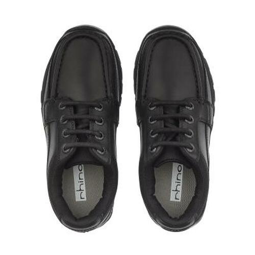 A boys school shoe by Start Rite,style Dylan, in black leather with lace up fastening. Above view.