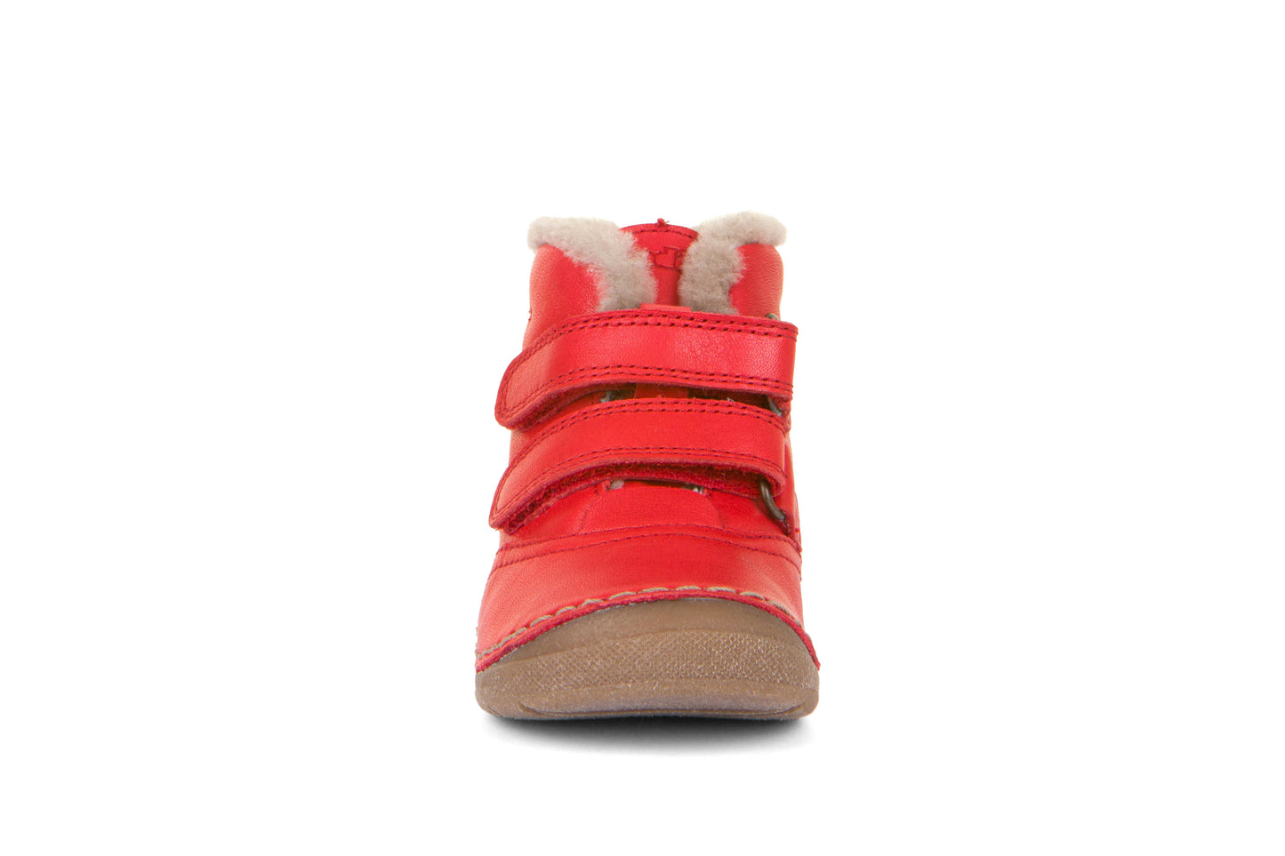 A unisex sheepskin lined boot by Froddo, style Paix Winter G2110113-11 in Red. Front view.