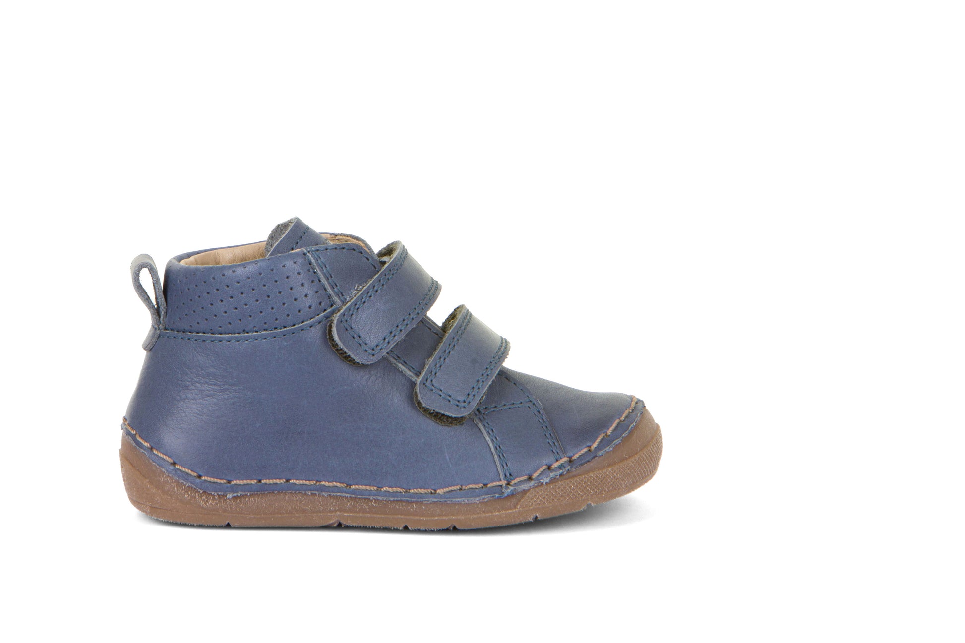A boys boot by Froddo, style Paix Velcro G2130268-1 in Denim with double velcro fastening. Right side view.