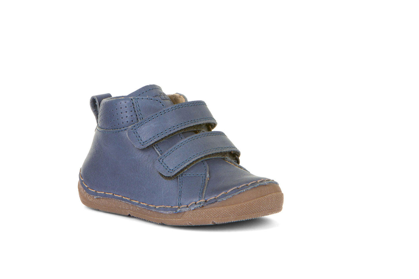 A boys boot by Froddo, style Paix Velcro G2130268-1 in Denim with double velcro fastening. Front side view.
