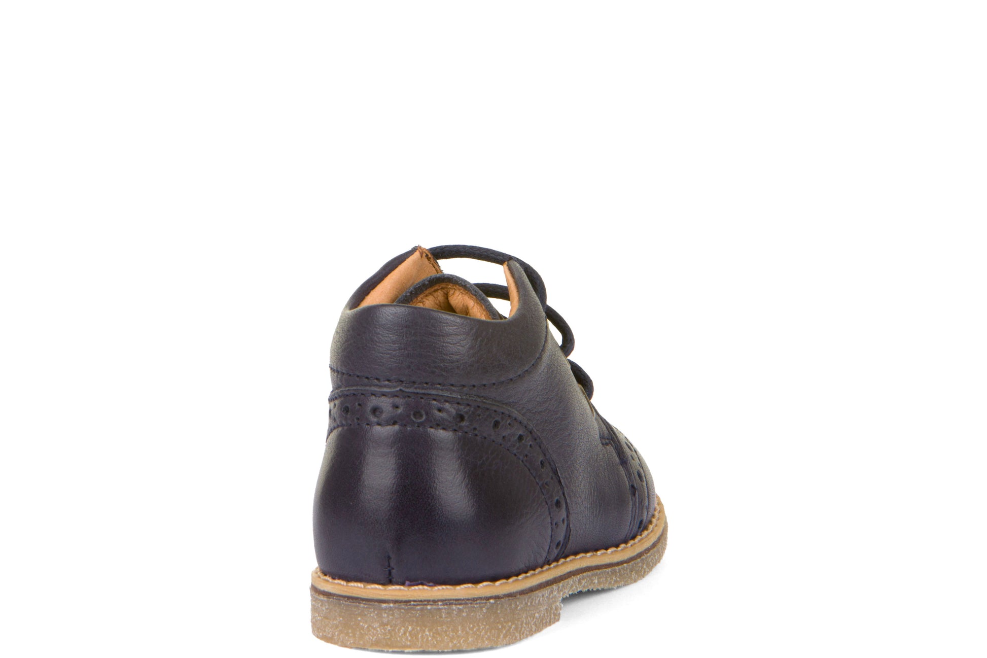 A boys boot by Froddo, style Coper G2130276-2 in Navy with lace-up fastening. Back view.