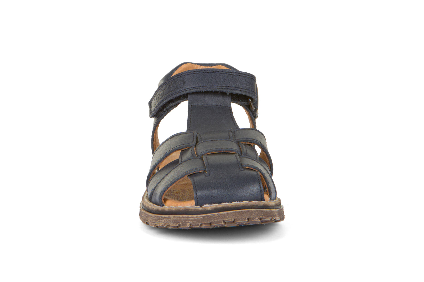 A boys sandal by Froddo, style G31500233 Daros, in navy , velcro fastening. Front view.