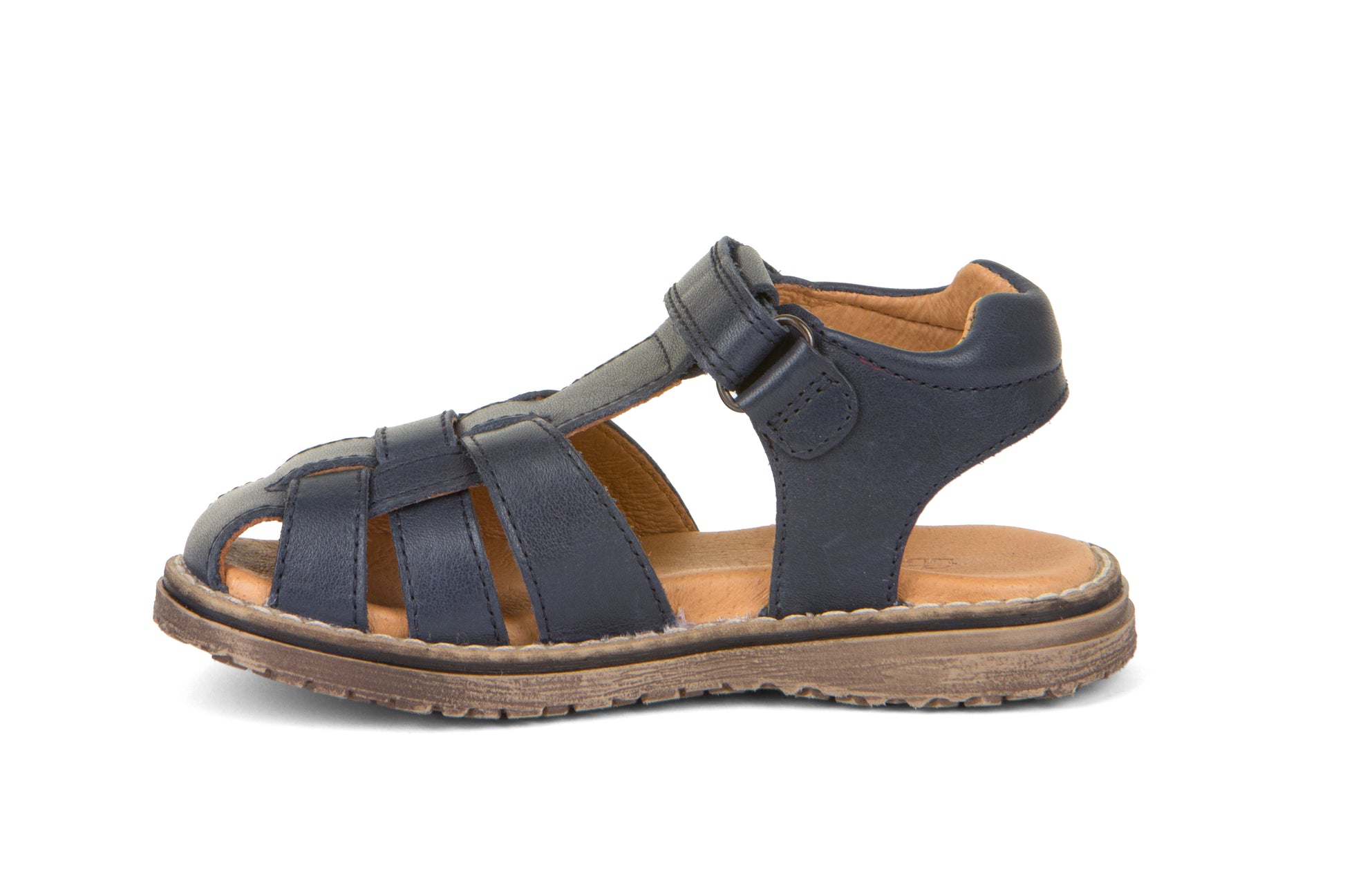 A boys sandal by Froddo, style G31500233 Darios, in navy, velcro fastening. Right inside view.