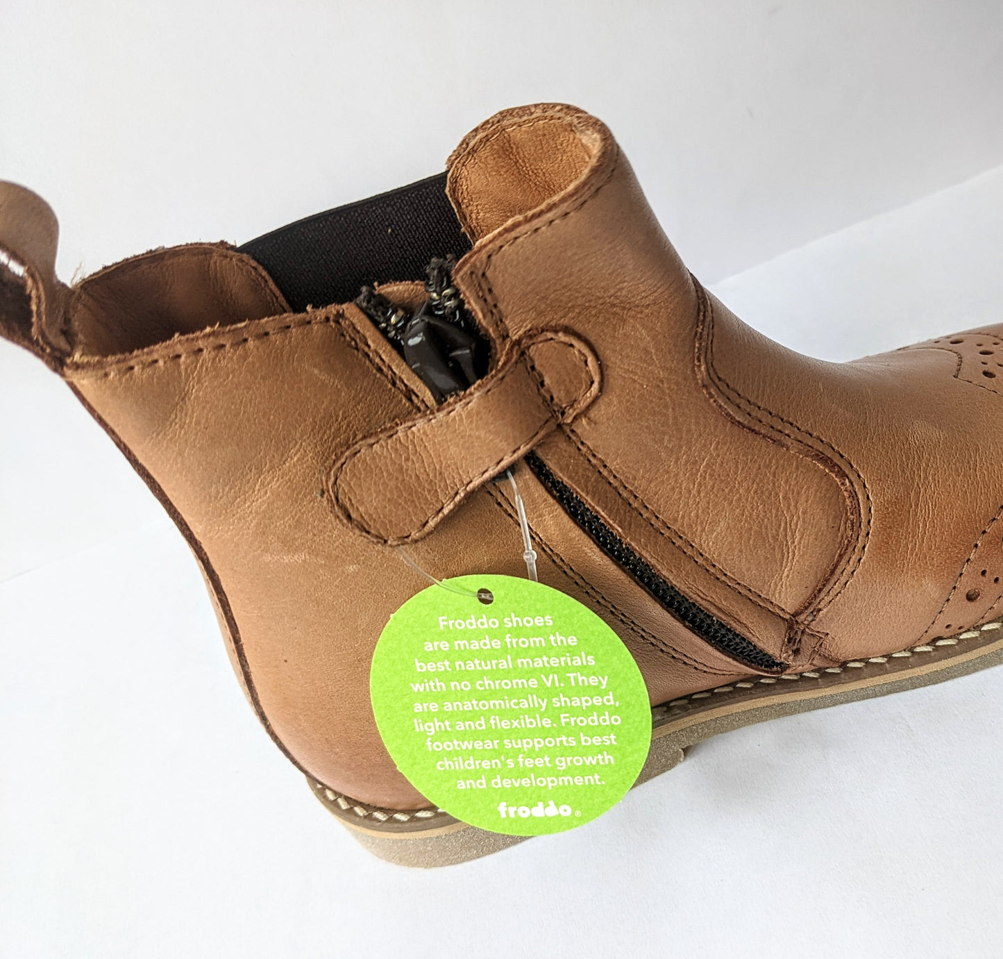 A unisex ankle boot by Froddo,style G3160173-9 in tan leather with zip fastening. Left side view.